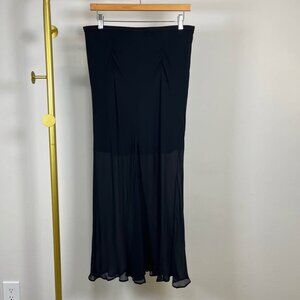J.Crew midi/long crepe black skirt with slit in back - women’s size Medium